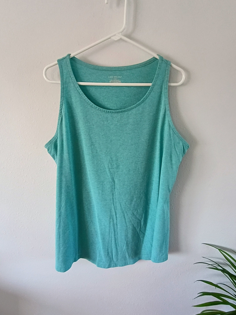 Lane Bryant 18/20 Aqua Tank Top Plus Size Cotton Blend Flowy Sleeveless Casual